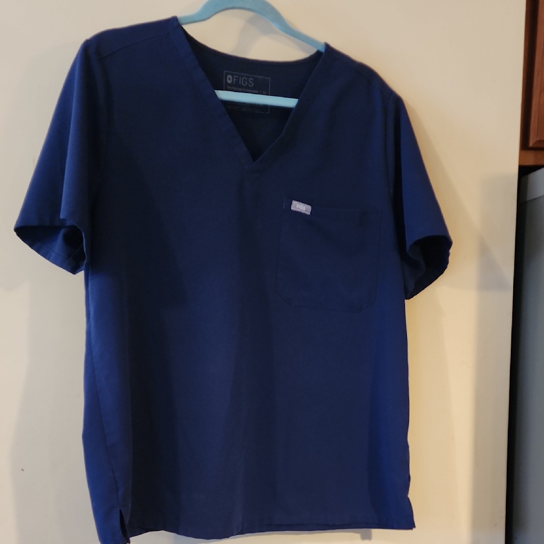 Figs Women's Blue Xl V-Neck Short Sleeve Top